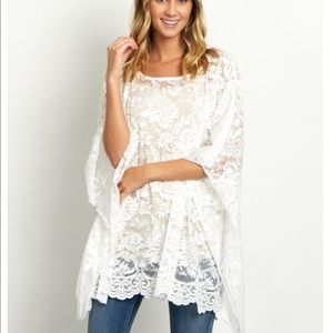 Pink Blush ivory lace poncho